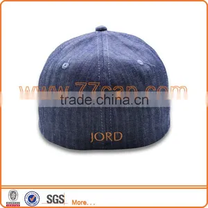Fitted Embroidered Baseball Cap Hat in Jeans Fabric thumbnail-2