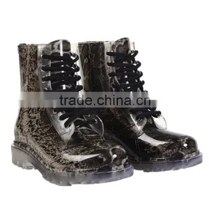 Lace-Up Women's PVC Rain Boots Water Resistant Rain Shoes Snake Skin Printed Waterproof Ladies Galoshes thumbnail-1