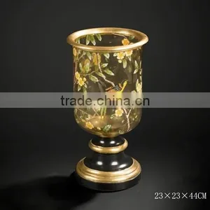 Floral Painted Wooden Candlestick Holder, Elegant Home Decorative Floor Standing Candle Holder,Unique Design Art Painting Crafts thumbnail-1