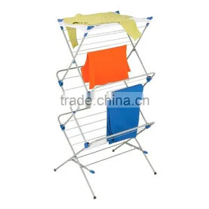 3 Tier Clothes Airer, Indoor and Outdoor Laundry Drying Rack, 14 Meters, Silver thumbnail-1