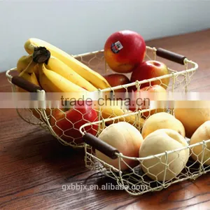 Wire Basket With Wooden Handles-Vintage Style thumbnail-3