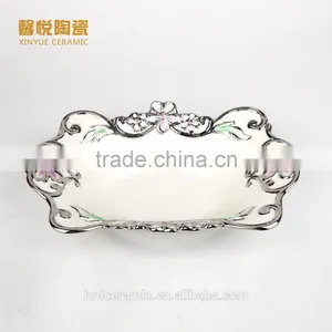 Hotel Used Dinnerware Porcelain Plates,deep Fruit Plate Golden Porcelain thumbnail-3