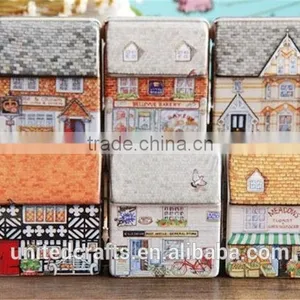 Mini Dream Vintage House Tinplate Storage Tin Box Coin Bag Jewelry Box Creative thumbnail-1