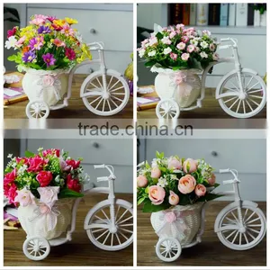 White Tricycle Bike Design Flower Basket Storage Container DIY Party Weddding Casamento Decoration Supplies thumbnail-1
