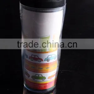 12oz Cheap Double Wall Travel Plastic Coffee Mug With Wall Paper thumbnail-3