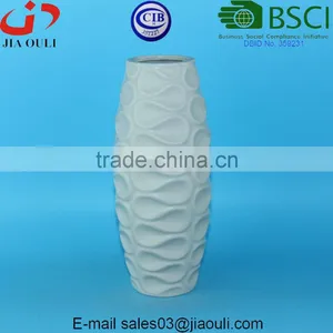 Matte Grey Ceramic Vase With Embossed Wave Design thumbnail-1