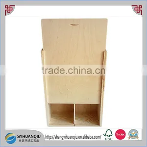 Unfinished Pine Wooden 2 Bottle Wine Box Storage Jewellery Rope Chest Lid-cn thumbnail-1