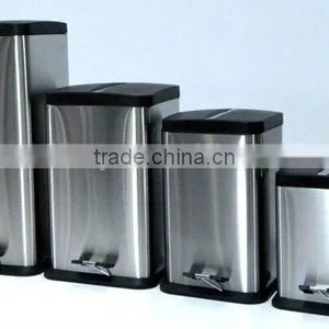 Stainless Steel Square Foot Pedal Trash Can With PP Lid thumbnail-1