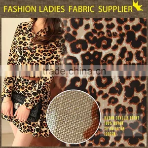 New Fashion Leopard 100% Rayon Challis Print Fabric Wholesale for Ladies' Dress Shirt Animal Print Dress , 30*30/68*68 thumbnail-1
