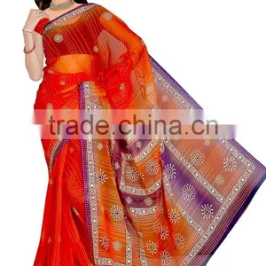 Printed Saree With Blouse and 4 Different Color Saree thumbnail-4