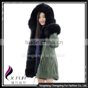 CX-G-P-02 Hot Sale Fox Fur Real Fur Parka Warm Winter Wear for Ladies Parka thumbnail-4