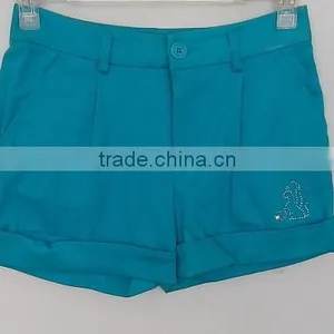 2016 Sexy Ladies Sky Blue Plain Dyed Cotton Shorts for Summer thumbnail-1