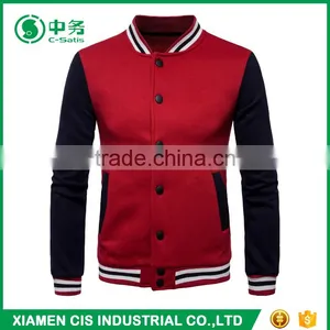 New Design European Style School Red Black Cotton Fleece Varsity Jacket for Men thumbnail-1