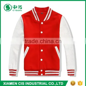 Custom Logo American Style Blue and White Mens Plain Varsity Baseball Jacket thumbnail-4