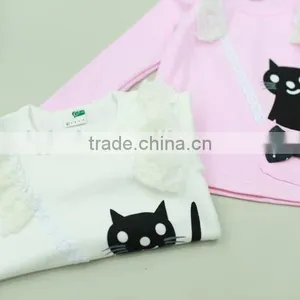 Cartoon Cat Print Children Long Sleeve Lovely Kids Brand t Shirt thumbnail-3