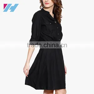 Latest Korean Fashion Wholesale Ladies Clothing Long Sleeve Office Skater Dresses thumbnail-3