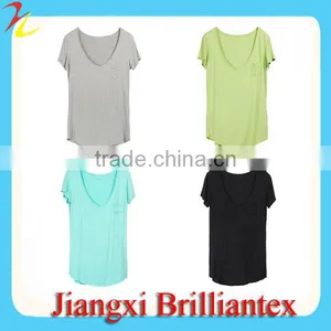 OEM Private Label Cotton Deep V Neck T Shirts For Women thumbnail-1