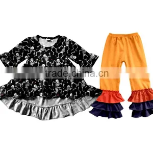 New Wholesale Girls Boutique Outfits 2017 Kids Halloween Clothing Design Pumpkin Appliqued Baby Clothing China thumbnail-4