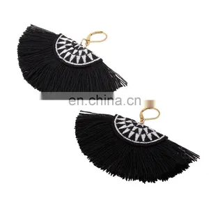 Hot Sales Big Black Semicircle Tribal Embroidery Earrings thumbnail-2