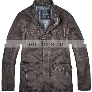 Lastest Fashion Diamond Thin Quilted Stylish Men Long Leather Coat thumbnail-1