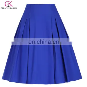 Grace Karin Women's High Stretchy Vintage Retro Blue A-Line Short Skirt CL010451-3 thumbnail-1