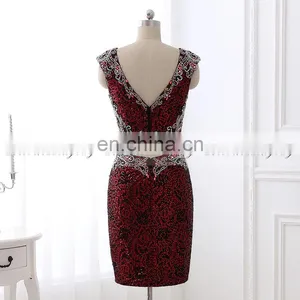 New Arrival Two-Piece Cap Sleeve Sheath Lace Beaded Cocktail Dresses LX345 thumbnail-3