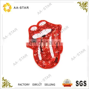 Sticking Tongue Out Pattern Reversible Sequin Embroidery Patch thumbnail-1