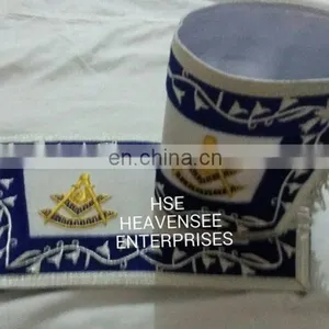 MASONIC REGALIA PAST MASTER CUFF'S WHITE BLUE thumbnail-5