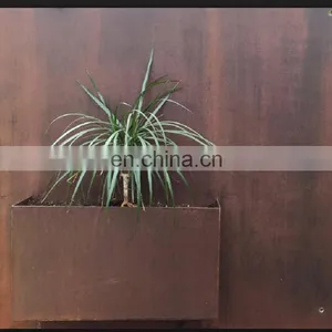 Custom Rectangular Corten Planter Box Metal Rust Wall Planters thumbnail-3
