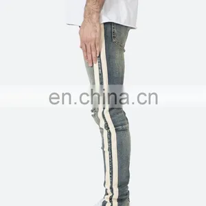 DiZNEW FABRICS CUSTOM WHITE SKINNY TRACK PANT JEANS FOR MEN thumbnail-4