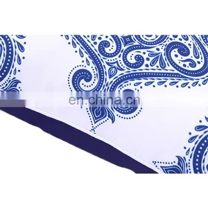 Chinese Style Blue and White Porcelain Design Polyester Canvas Outdoor Cushion Cover With White Piping and Invisible Zipper thumbnail-7