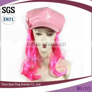 Hot Sale Cheap Fashion Long Pink Party Hats With Hair Attached thumbnail-1