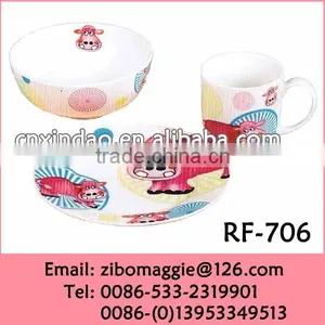 Roun Shape Zibo Made 3pcs Restaurant Porcelain Dinnerware for Daily Use for Tableware thumbnail-1