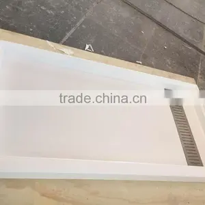 Cultured Marble Shower Pan With Stainless Steel Drain Cover, Shower Base, Shower Tray thumbnail-3