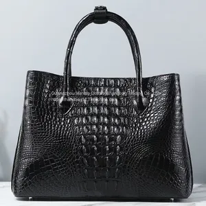 Crocodile Leather Large Bag Women's Bag Leather 2022 New Large-Capacity Bucket Bag Luxury Shoulder Messenger Handbag thumbnail-2