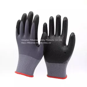 15Gauge Nylon Spandex Liner Nitrile Foam Coated Dotted Gloves With Dots EN388 4131X thumbnail-1