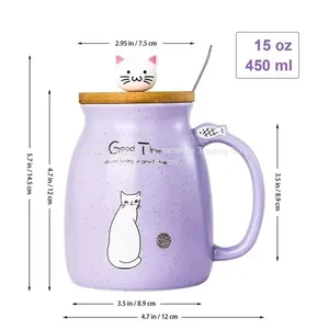 Cute Cartoon Cat Ceramic Cute Mug Mug With Lid Creative Mug Water Cup thumbnail-2