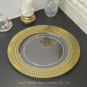 Gold Rimmed Transparent Clear Plastic Charger Plate For Wedding thumbnail-1