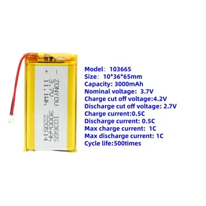 High-Performance 103665 Lipo Cell Lithium Polymer Battery Deep Cycle 500 Cycles Life Span for Consumer Electronics & Power Tools thumbnail-1
