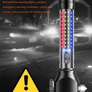Multi Functional Car Emergency Hammer Flashlight Beep Alarm Belt Cutter Powerful Safety Hammer Torch Light thumbnail-2