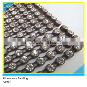 Crystal Band Sewing Plastic Ss16 4mm Crystal Coffe Banding 1x130 Pcs 10 Yards thumbnail-1