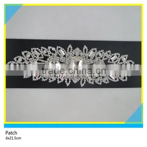 Rhinestone Cup Chain Jewelry Applique Sew on Glass Stone Chain Trimming Patch 6x21.5cm thumbnail-1
