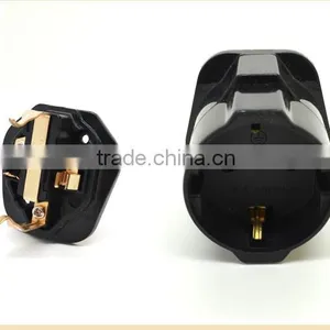 Super PC CE ROHS Approved White Earthed Schuko Euro to UK 3 Pin Mains 13A Fused Plug Travel Adaptor Socket thumbnail-5