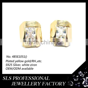 Sterling Silver White Gold Plated Screw Back Black CZ Stone Earrings Fashion in 2015 thumbnail-5