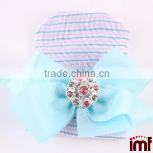 Baby Girl COMING HOME Hat,White Faux Pearl Bow Hospital Hat thumbnail-2