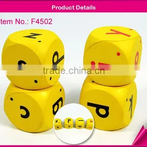 Yellow Color Letters Printing on Side PU Dice thumbnail-2