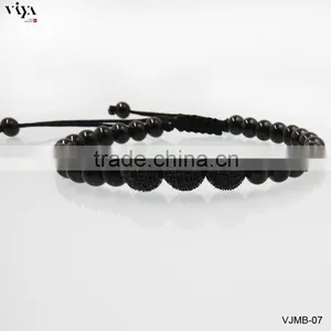Macramen Beads Bracelet Stainless Steel Micro Pave HQ PVD Plated No Color Lose Blue CZ AAA Grade Stones thumbnail-5