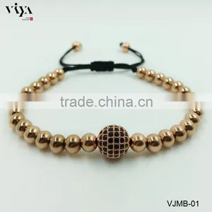 Newest Fashion Unzex Wrap Rope Beads Bracelet With Stainless Steel Bead Bracelet 7" thumbnail-6
