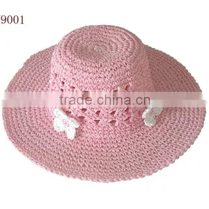 Flower Trim Fruit Kid Straw Hand Weave Hat thumbnail-1