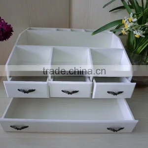 Luxury White Varnished Lacquer Handmade Division Drawer Handle Level House Furnishing Gift Box Jewelry Saving Box Wooden Box thumbnail-5